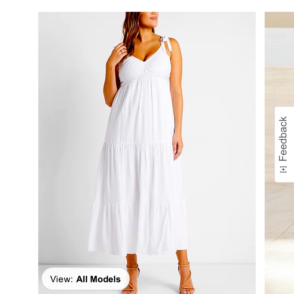 Express White Tie shoulder Tier Maxi Dress in Size Medium NWT